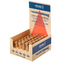 Opinel Expositor Navajas Acero al Carbono 30 Unidades (Pack Nº6, Nº7, Nº9 6 Uds - Nº8 12 Uds) - Expositor de Cuchillos con Hoja 7, 8, 8.5 y 9.5 cm