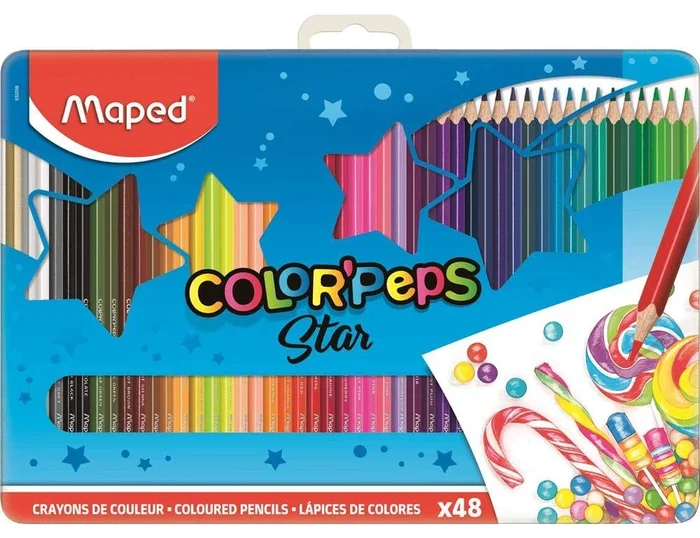 Maped Color Peps Lápices de Colores Surtidos en Caja Metálica de 48 Unidades Maped Color Peps Lápices de Colores Surtidos en Caja Metálica de 48 Unidades