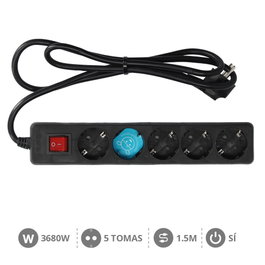 GSC Evolution Base múltiple Serie Estándar 5T con interruptor, 1,5M Negro