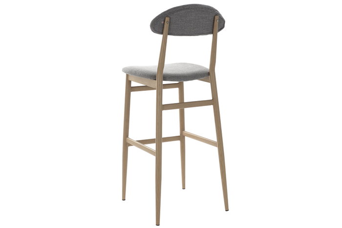 DKD Home Decor Taburete Gris Claro con Asiento de Poliéster y Estructura de Metal