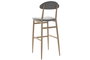 DKD Home Decor Taburete Gris Claro con Asiento de Poliéster y Estructura de Metal