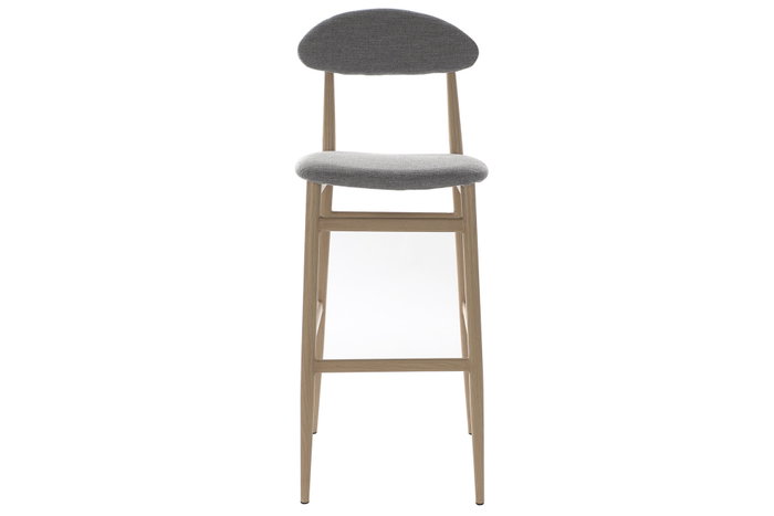 DKD Home Decor Taburete Gris Claro con Asiento de Poliéster y Estructura de Metal
