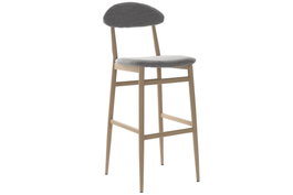 DKD Home Decor Taburete Gris Claro con Asiento de Poliéster y Estructura de Metal