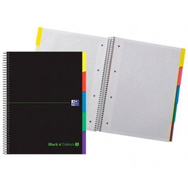 Oxford Cuaderno Europeanbook 5 &You A4+ 100 Hojas 5x5 Con 5 Pestañas Tapa Extradura Negro Set de 5 (Set de 5)