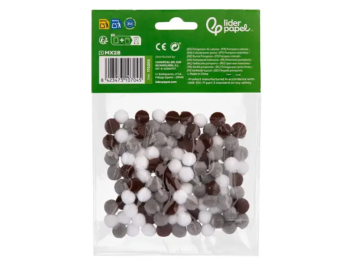 Liderpapel Pompones Manualidades Tonalidades Neutras Bolsa 120 Unidades 1 cm