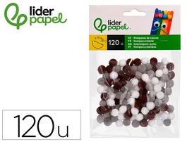Liderpapel Pompones Manualidades Tonalidades Neutras Bolsa 120 Unidades 1 cm