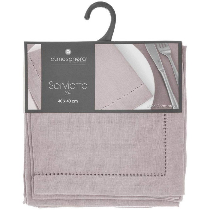 Atmosphera Servilletas de algodón color topo 40 x 40 cm, 4 uds