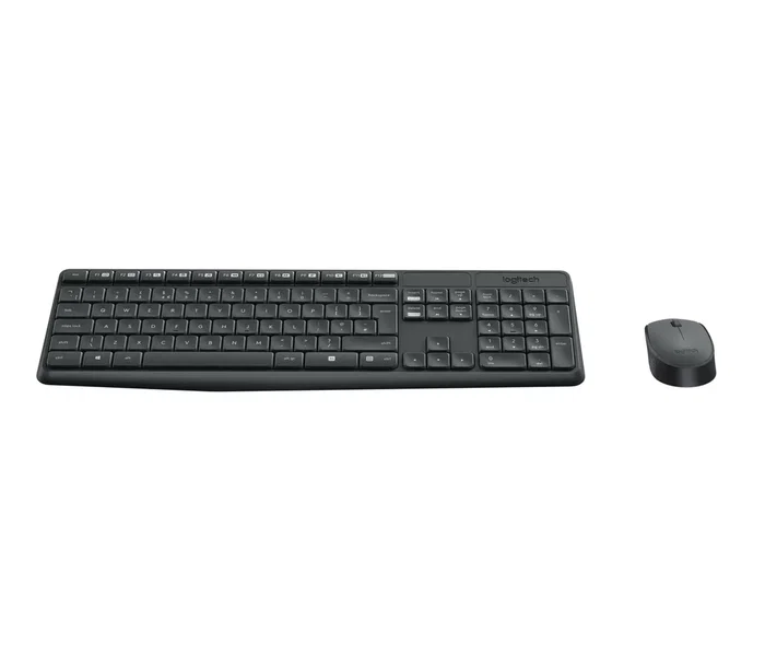 Logitech MK235 Teclado y Ratón Inalámbricos RF, AZERTY Francés, Teclado Completo 100% Gris con Receptor Nano USB - Número de Pieza: 920-007907