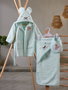 Mijölnir Set Baño Bebé Albornoz y Fular 100% Algodón Color Menta Suave y Absorbente
