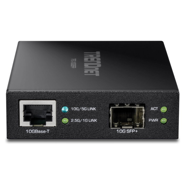 TRENDnet TFC-10GSFP Convertidor de Medios, 10GBASE-T a SFP+, Fibra Óptica, 10 Gb/s, Conector RJ-45 y SFP+, 110-240V