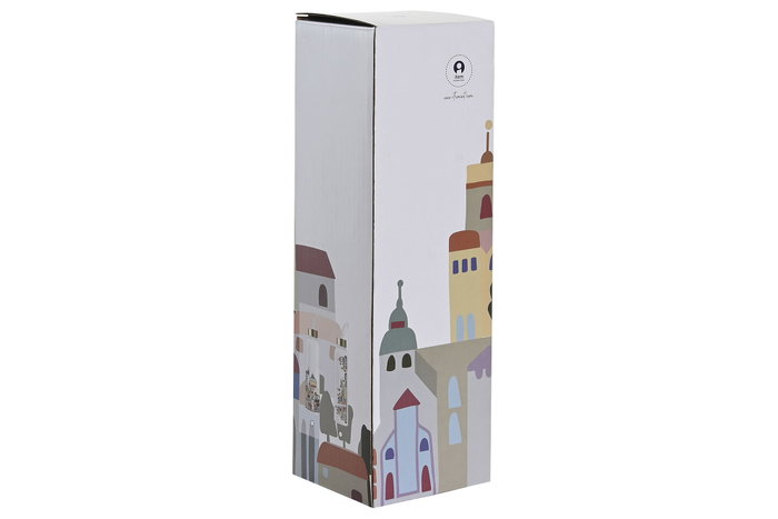 DKD Home Decor Botella de Borosilicato 550ml Colección Casitas Multicolor