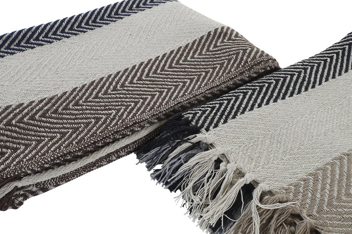 DKD Home Decor Manta Alpina Multicolor 170 x 130 cm Algodón Poliéster Rayas (4 Unidades)