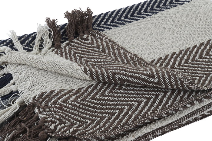 DKD Home Decor Manta Alpina Multicolor 170 x 130 cm Algodón Poliéster Rayas (4 Unidades)
