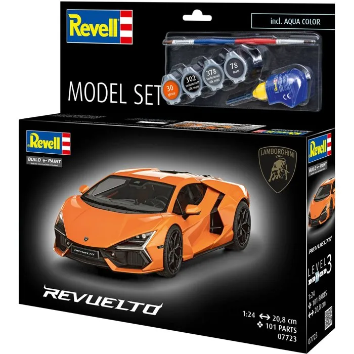 Revell Coche a escala - REV4009803567723 - Lamborghini Revuelto Set de modelismo con pegamento, pinturas y accesorios