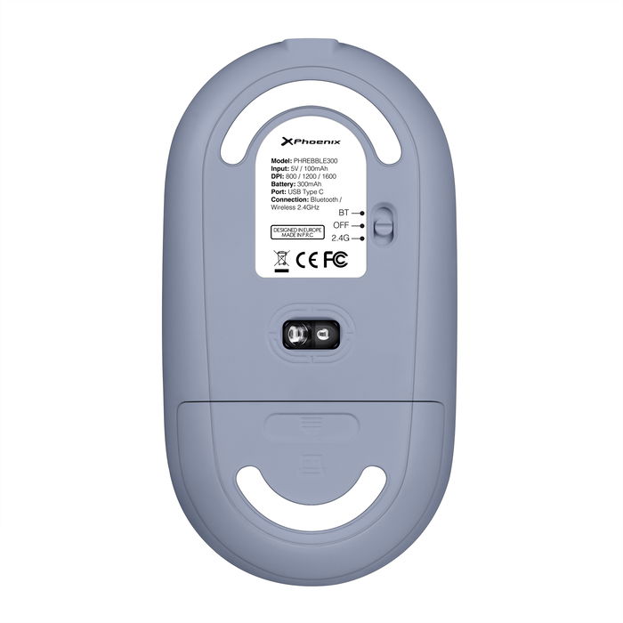 Phoenix Ratón Inalambrico Rebble Bluetooth Y 2.4 GHz Azul Conexión Dual Recargable USB-C Ajustable 1600 DPI Phoenix Ratón Inalambrico Rebble Bluetooth Y 2.4 GHz Azul Conexión Dual Recargable USB-C Ajustable 1600 DPI