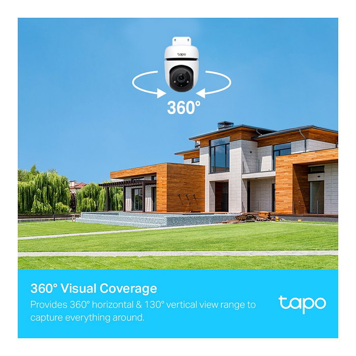 TP-Link Tapo C500 Cámara de Seguridad IP para Exterior, Inalámbrica, Montaje en Techo, Visión Nocturna 30m, Full HD 1080p, 360°, Negro/Blanco