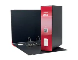 Esselte Archivador de Palanca Dox DIN A4 Cartón Forrado Lomo 80 mm con Caja Color Rojo