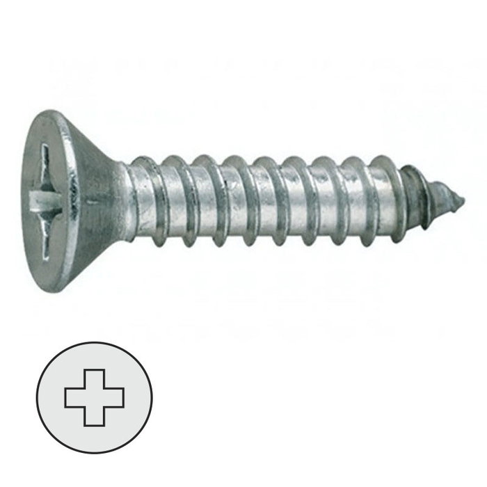 DUVER Tornillo de rosca para chapa cabeza plana DIN 79 32mm ø 6.3mm DUVER Tornillo de rosca para chapa cabeza plana DIN 79 32mm ø 6.3mm