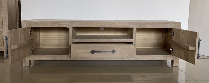 DKD Home Decor Mueble TV Romantico Chuang rome 160 x 46.5 x 40 cm Madera de Hevea Metal