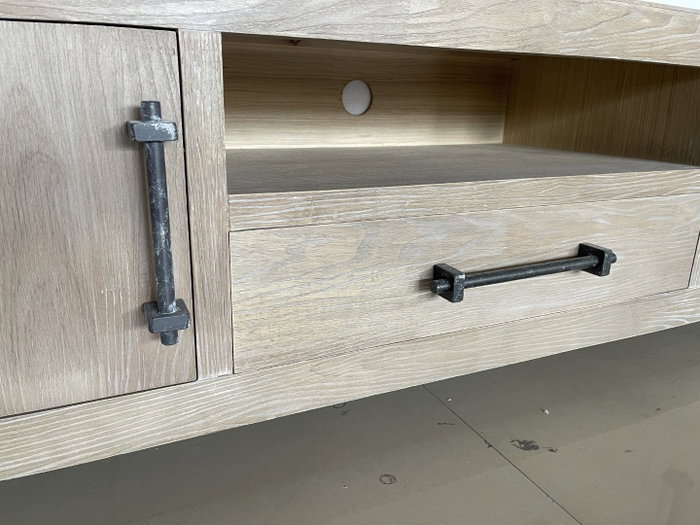 DKD Home Decor Mueble TV Romantico Chuang rome 160 x 46.5 x 40 cm Madera de Hevea Metal