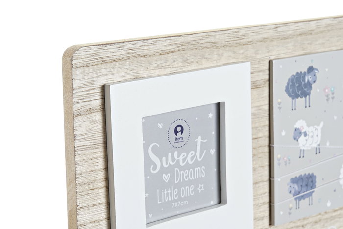 DKD Home Decor Marco de Fotos Oveja Natural y Blanco 36x26x2 cm