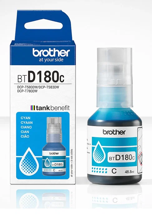 Brother BTD180C Tinta Original Botella, Color Cian, 5000 páginas, Compatible DCP-T580DW DCP-T583DW DCP-T780DW