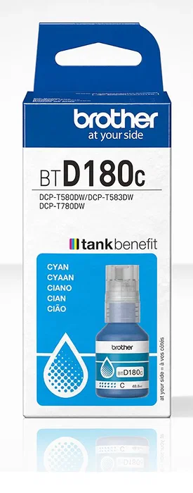 Brother BTD180C Tinta Original Botella, Color Cian, 5000 páginas, Compatible DCP-T580DW DCP-T583DW DCP-T780DW
