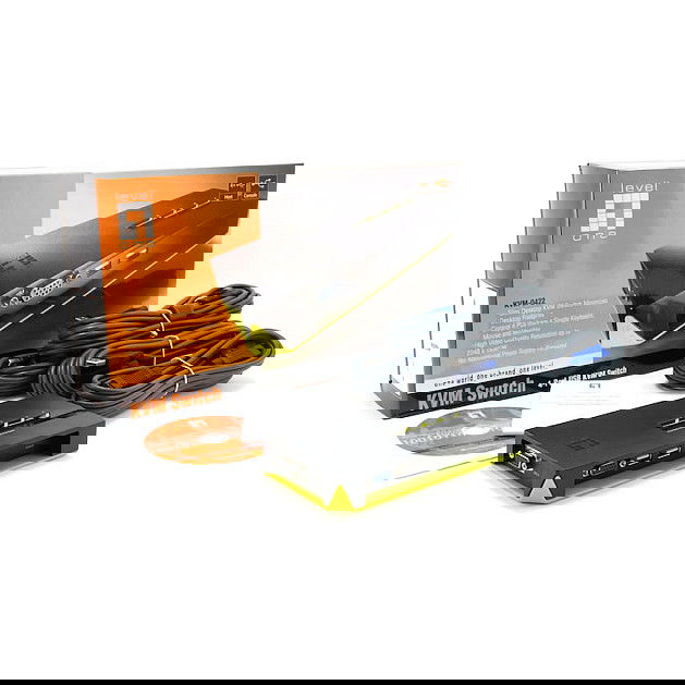 Level One Switch KVM 4-Fach VGA + 2xUSB, Resolución 2048 x 1536 Pixeles, Negro/Verde