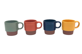 DKD Home Decor Set de Tazas de Porcelana New Bone Surtido 4 Colores