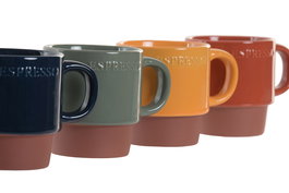 DKD Home Decor Taza Vintage Porcelana New Bone Azul Verde 6.5 x 7 x 9 cm (12 Unidades) 150ml