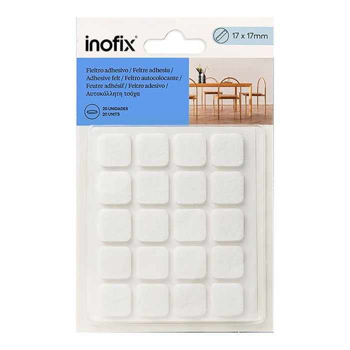 Inofix Plasfix Fieltro Adhesivo Blanco 17x17 mm 20 Uds Blister
