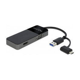 DeLOCK 64085 Adaptador USB 3.2 Gen 1 a 4K HDMI + VGA con Splitter