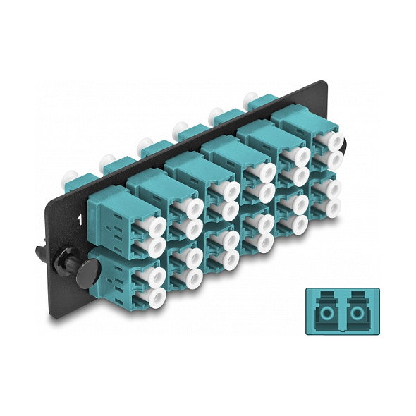 DeLOCK LWL Adapter Panel LC Duplex OM4 12 Port aqua