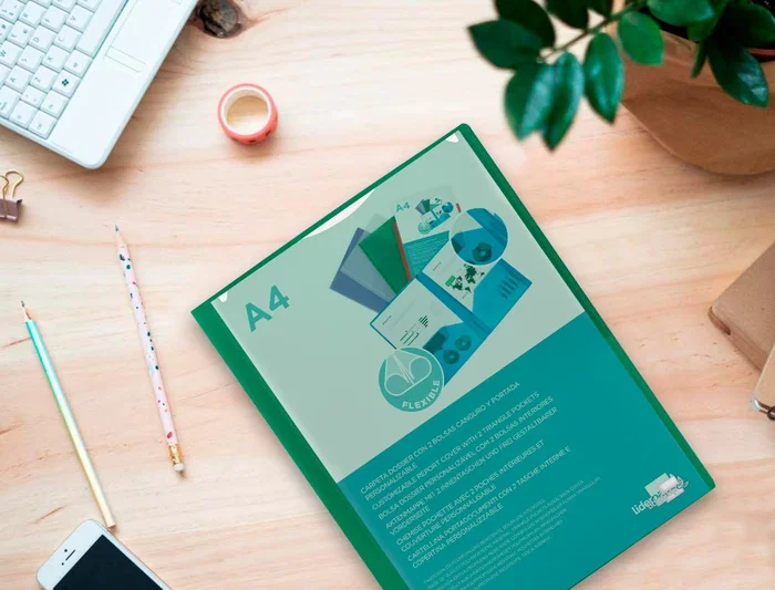 Carpeta Liderpapel 45683 Dossier Dos Bolsas Canguro Polipropileno DIN A4 Verde 10x305x235 mm