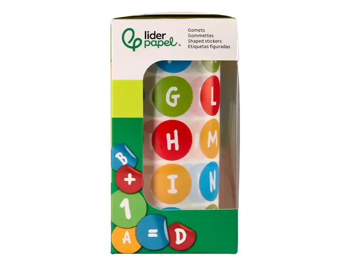 Liderpapel Gomets de abecedario redondos de 20 mm colores surtidos