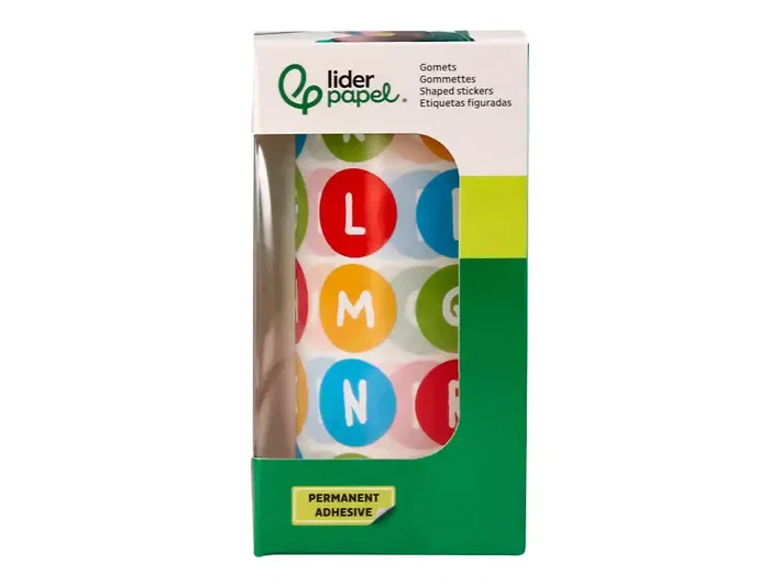 Liderpapel Gomets de abecedario redondos de 20 mm colores surtidos