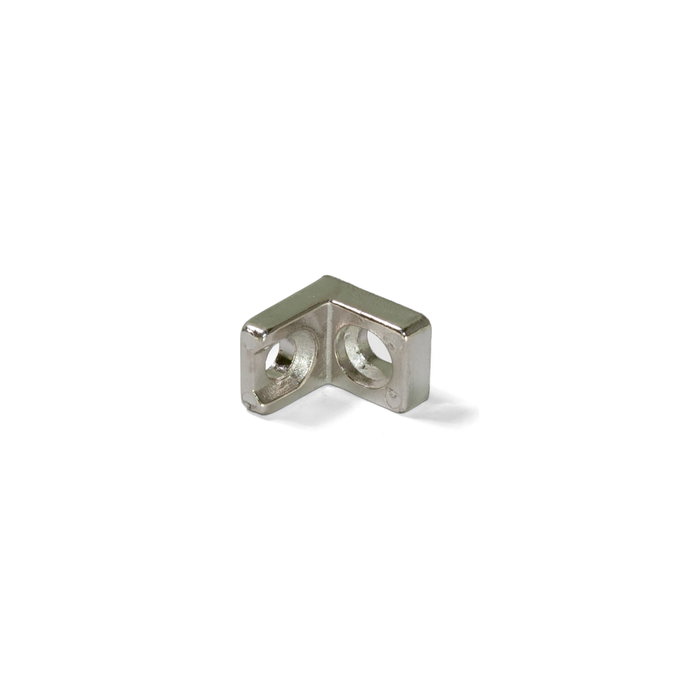 Emuca Lote de 50 escuadras de unión para muebles, 20.5x20.7mm, 2 agujeros, Zamak, Niquelado