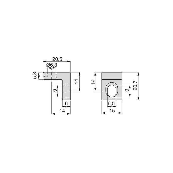 Emuca Lote de 50 escuadras de unión para muebles, 20.5x20.7mm, 2 agujeros, Zamak, Niquelado
