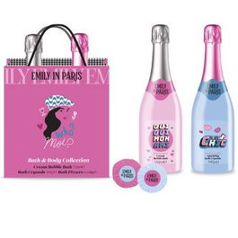 Emily In Paris Gift Set con Cristales de Baño de 335g y 2 Bombas de Baño de 80g