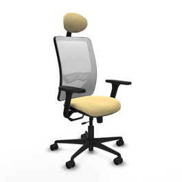 PIQUERAS Y CRESPO Silla de oficina Zulema con mecanismo Sincro/Traslack, Crema y Blanco