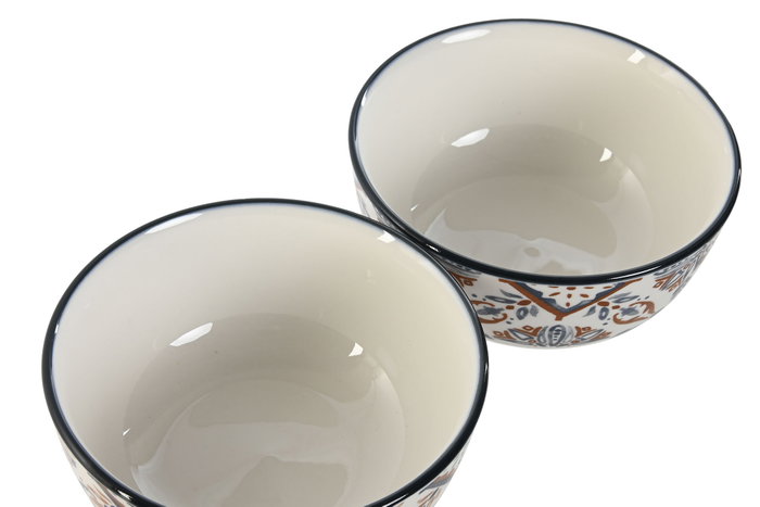 DKD Home Decor Set de Cuencos de Porcelana Boho Surtido