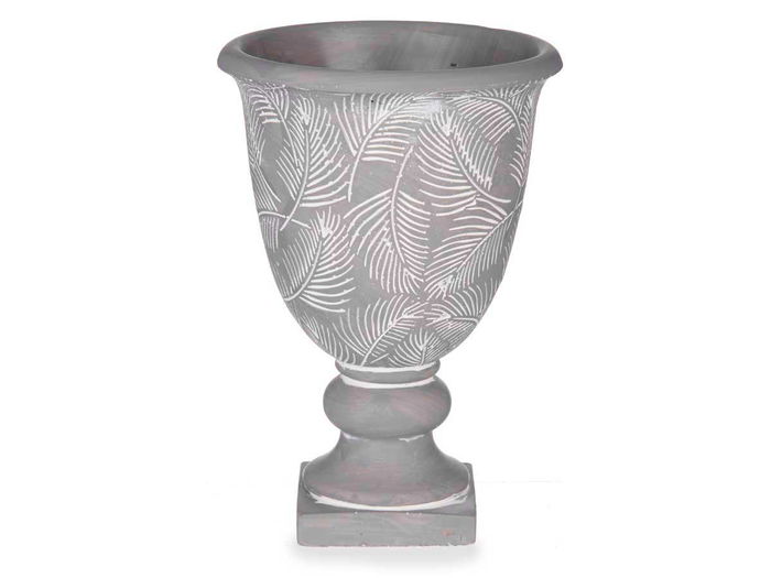 Ibergarden Copa Cemento Gris Grande Hojas 17.5x17.5x25 cm (Set de 6)