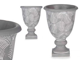 Ibergarden Copa Cemento Gris Grande Hojas 17.5x17.5x25 cm (Set de 6)