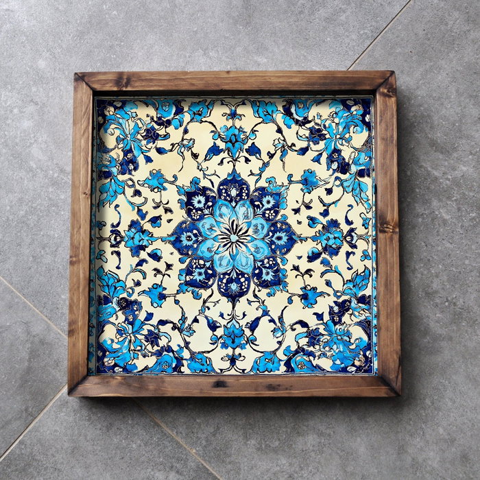 Aberto Design REF051 Bandeja de Madera Maciza con Impresión UV, 35 x 35 x 4 cm