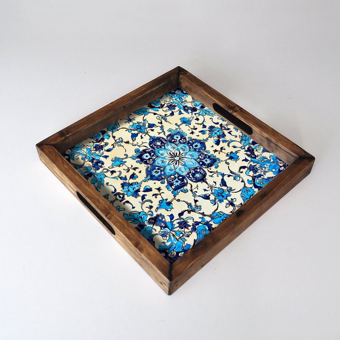 Aberto Design REF051 Bandeja de Madera Maciza con Impresión UV, 35 x 35 x 4 cm