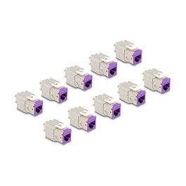 DeLOCK 88121 Módulo Keystone RJ45 hembra a LSA Cat.6A montaje sin herramientas violeta (10 piezas)