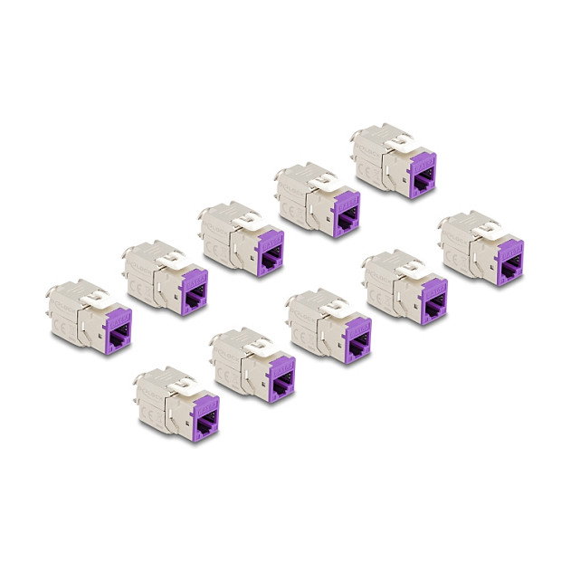 DeLOCK 88121 Módulo Keystone RJ45 hembra a LSA Cat.6A montaje sin herramientas violeta (10 piezas) DeLOCK 88121 Módulo Keystone RJ45 hembra a LSA Cat.6A montaje sin herramientas violeta (10 piezas)