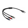 DeLOCK Cable de carga 3 en 1 USB-A a Lightning, Micro USB y USB Type-C, 30 cm, Multicolor