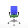 PIQUERAS Y CRESPO Silla de oficina Motilla con mecanismo Sincro/Traslack, tela verde y malla azul