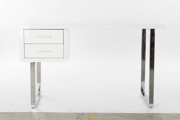DKD Home Decor Escritorio Moderno Blanco Plateado 120x55x76 cm